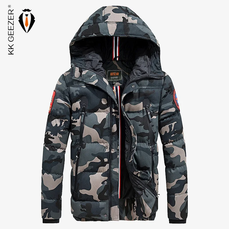 

Men Camouflage Cotton-Padded Jacket Winter Bomber Warm Thicken Coats High Quality Business Pocket Famous Military ArmyGreen