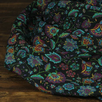 

High quality flax fabric Beautiful printing tissu High-end thin style dresses patchwork