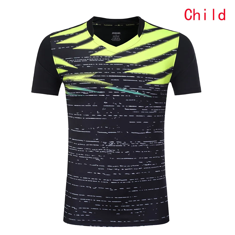 Детские/женские/мужские быстросохнущие футболки для бадминтона, теннисная одежда с короткими рукавами, футболка для настольного тенниса, теннисные рубашки для девочек, униформа - Цвет: Child Black Shirt
