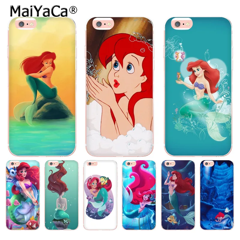 

MaiYaCa the little mermaid transparent soft tpu phone case cover for iPhone 8 7 6S Plus X 10 5S SE xs max xr case Coque Shell