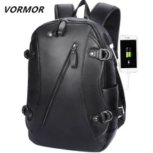 VORMOR, usb зарядка, мужской рюкзак, многофункциональный, водонепроницаемый, 14 дюймов, сумка для ноутбука, из искусственной кожи, деловая, дорожная сумка для мужчин
