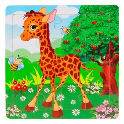 Деревянные головоломки Развивающие Детские обучающие игрушки для детей животные Пазлы # XTJ