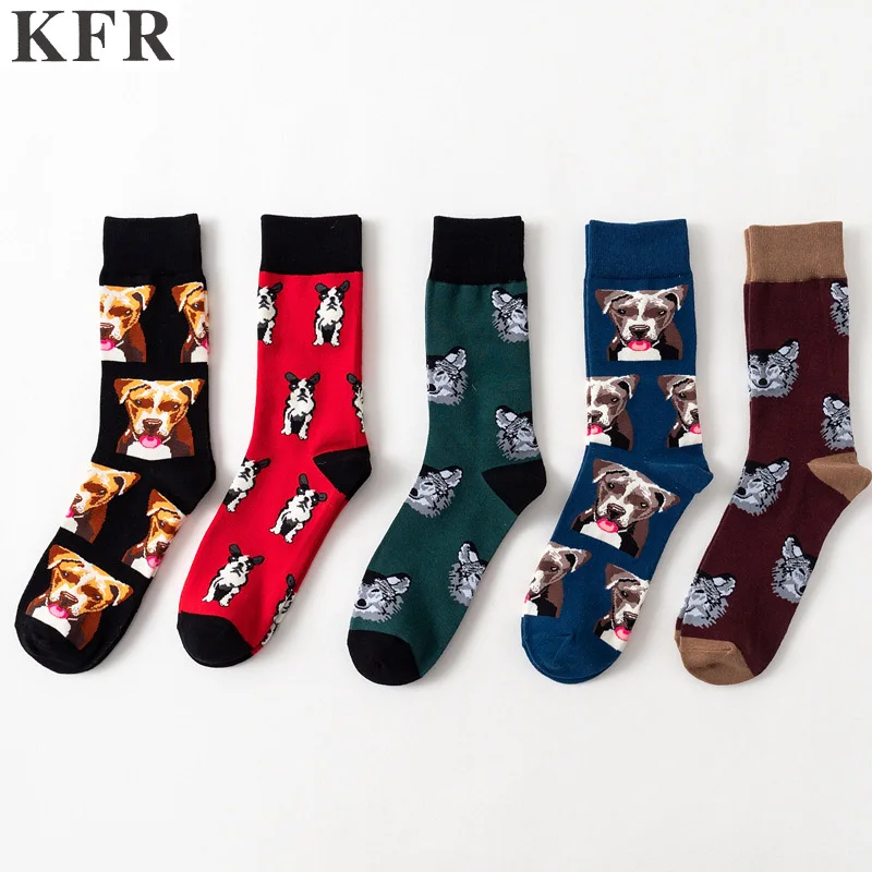 

Happy Socks Funny Mens Socks Famous Dog Mens Cotton Skateboard Hip Hop Street Crew Harajuku Art Fashion Short Socks with print