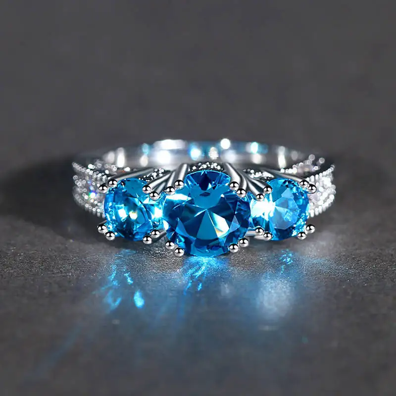 

Top Quality CZ Rings AAA Cubic zircon Jewelry Accessory Red Blue Rose Gold Color Crystal For Women Females Best Gift