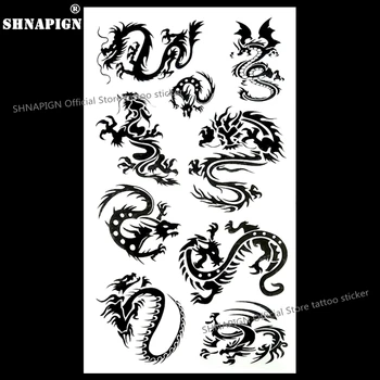 

SHNAPIGN Black Dragon Totem Temporary Tattoo Body Art Arm Flash Tattoo Stickers 17*10cm Waterproof Fake Henna Painless Sticker