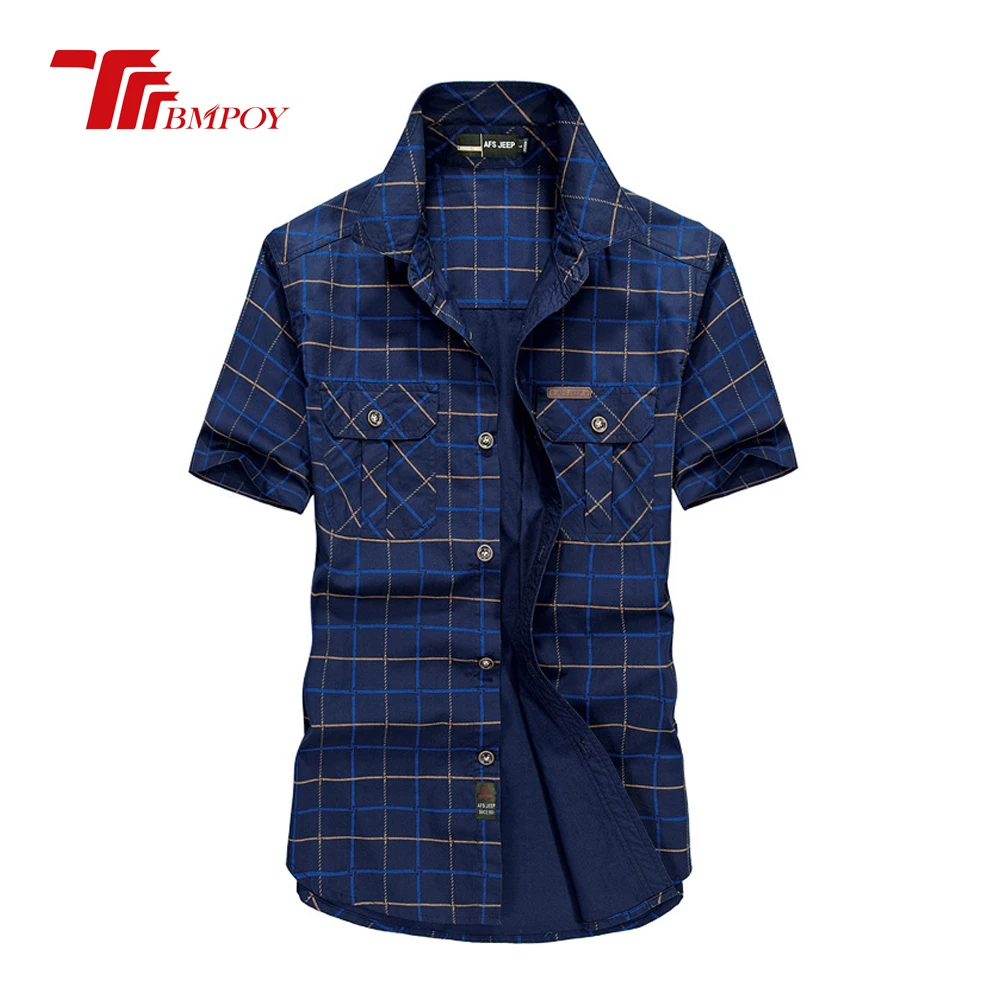 

Mens Military Tactical Shirts New Summer Men Short Sleeve plaid Shirt Clothing Cotton Male Casual Shirt 5009
