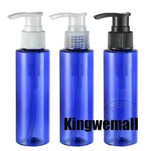 100 мл бутылка насоса 300 шт/партия косметический контейнер, плоский плечо пластиковая бутылка лосьона. Голубая бутылочка для животного
