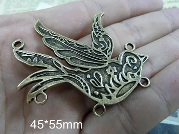 

45*55mm Antique Bronze Plated Alloy Flamingo Charms Pendant With 5 Loop,Flamingo Connectors For Fashion Jewelry, 10 pcs /lot