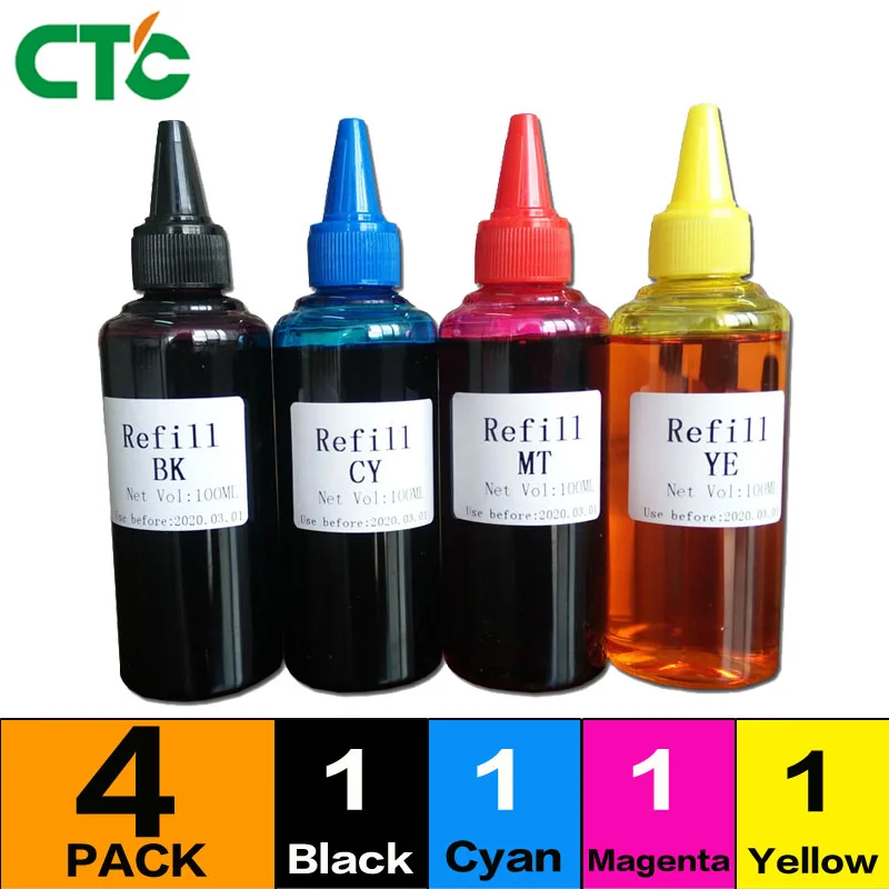 4x 100ml Universal Dye Refill Ink kit Compatible For for Canon inkjet Dell Printer Ciss | Компьютеры и офис