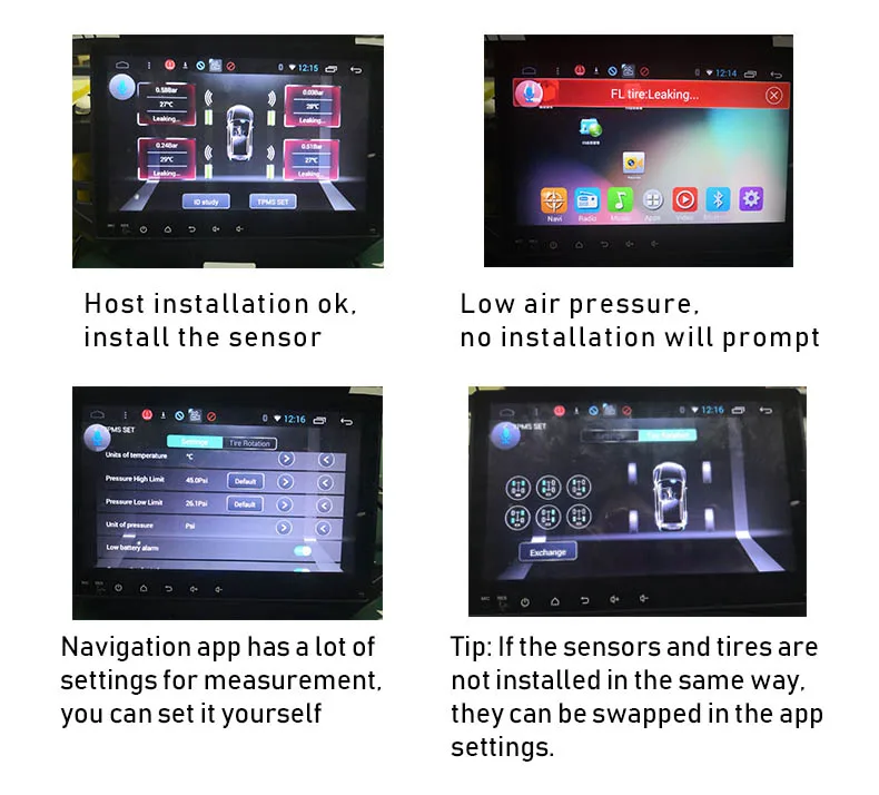 Eunavi автомобильный TPMS Универсальный Android система контроля давления в шинах для ОС DVD плеер USB Интерфейс Внутренний дополнительный для всех автомобилей