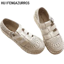 HUIFENGAZURRCS- художественная обувь на полой подошве в стиле ретро Mori girl обувь из натуральной кожи ручной работы женская обувь на плоской подошве