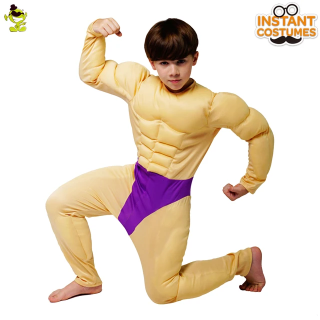 New boy's Muscle Jumpsuit Costume Copslay Christmas Party Role Play