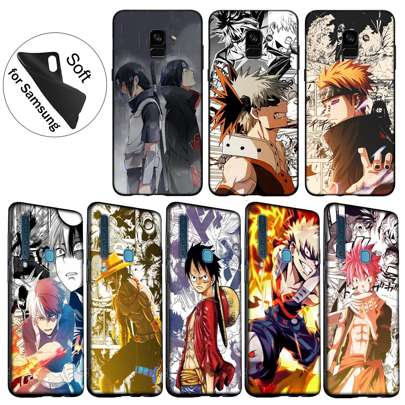 IYICAO My Hero Academia One Piece Soft Silicone Case for Samsung Galaxy A6 A9 A8 A7 2018 A3 A5 2016 2017 Note 9 8 10 Plus Lite |