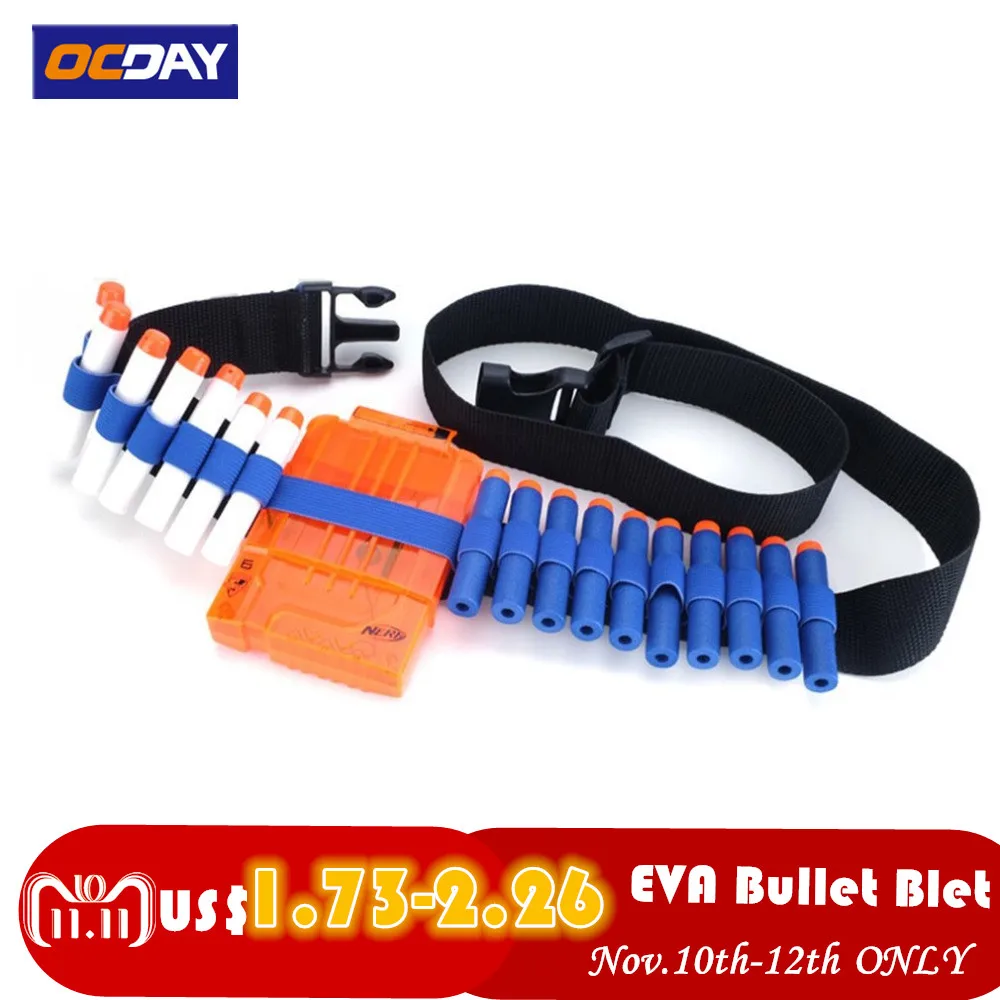 

EVA Bullets Belt Shoulder Strap Clip Soft Darts Ammo Storage Bullets For Nerf GunAccess EVA Toy Gun Bullets Plastic/Metal Button
