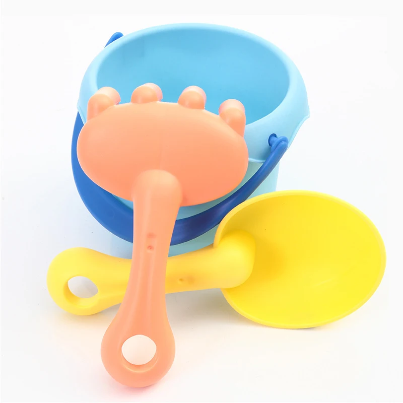 

3pcs/Set Beach Toys for Children Play Water Sand Silicon Rubber Buckets Digging Kit Toys for Kids Summer Outdoor Beach Game