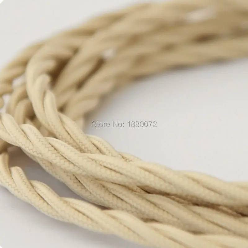 2*0,75 мм цвет слоновой кости белый винтажный тканевый плетеный кабель Ретро Текстиль хлопок витая лампа провод