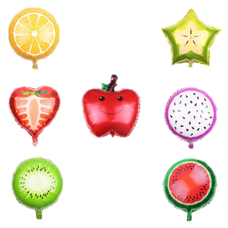 50PC 18-inch Fruit Orange dragon fruit kiwi apple balloon Aluminum Helium balloons birthday party decorations kids toys globos