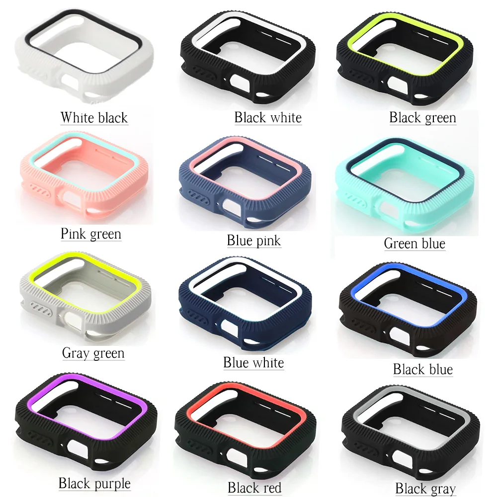 Силиконовый бампер для Apple Watch series 4 чехол iWatch candy color Cover Slim Fit протектор