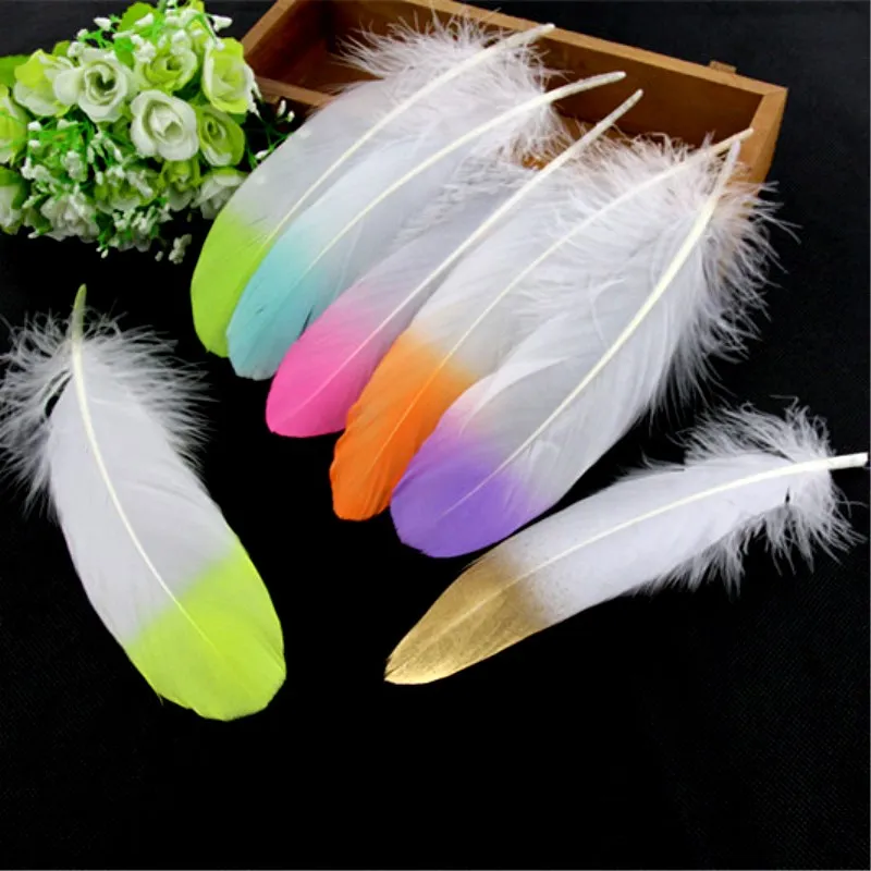 

Natural Goose Feathers 14-20cm Dyed Colored Gradient Color Plume Feather DIY Wedding Party Jewelry Home Plumes Decoration 10pcs