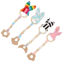 Детские деревянные цветные бусы ручной работы декор в форме кроличьего уха Висячие украшения милый и мини стиль подарок для ребенка