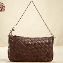 Casual Clutch Handmade bag first layer of cow leather women woven small bag vintage knitting mini single shoulder bags WN024