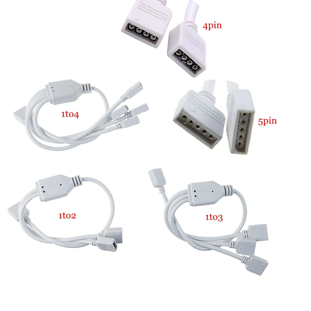 4 Pin/5 Pin 1 к 2 3 гнездовой разветвитель Соединительный Кабель адаптер для SMD 3528 5050