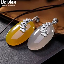 Uglyless 100% Настоящее твердое стерлингового серебра 925 пробы филиал подвески для женщин большой размер ожерелье с халцедоном без цепи