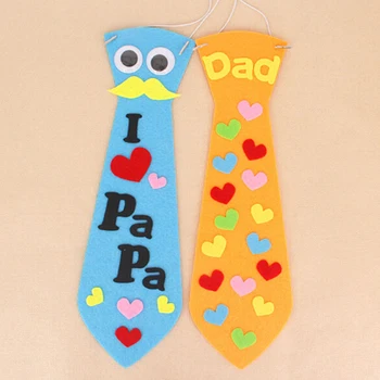 

5 Styles Creative Crafts DIY Ties Kindergarten Children Kids Handmade Educational Toys Fathers Day Gift Material Package