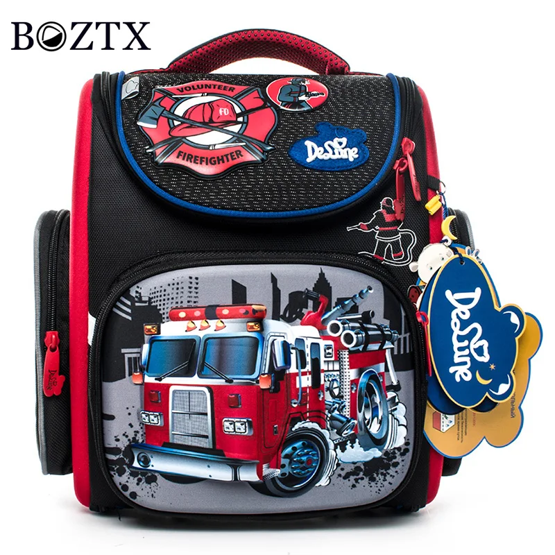 

delune Brand 1-3 grade orthopedic school bags satchel for boys cars EVA Folded Children Primary School Backpack Mochila Infantil