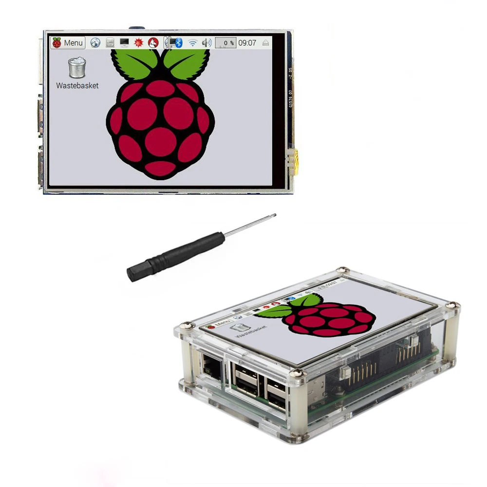 Экран для Raspberry Pi 3,", сенсорный экран, ЖК-дисплей, монитор, прозрачный акриловый чехол, стилус для Raspberry Pi 3 2, Модель B