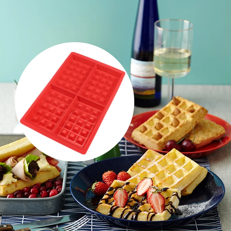Waffles-Cake-Mold-Silicone-Red-Oven-Muffins-Cake-Pan-4-Cavity-Shape-Holes-Waffles-Moulds-DIY