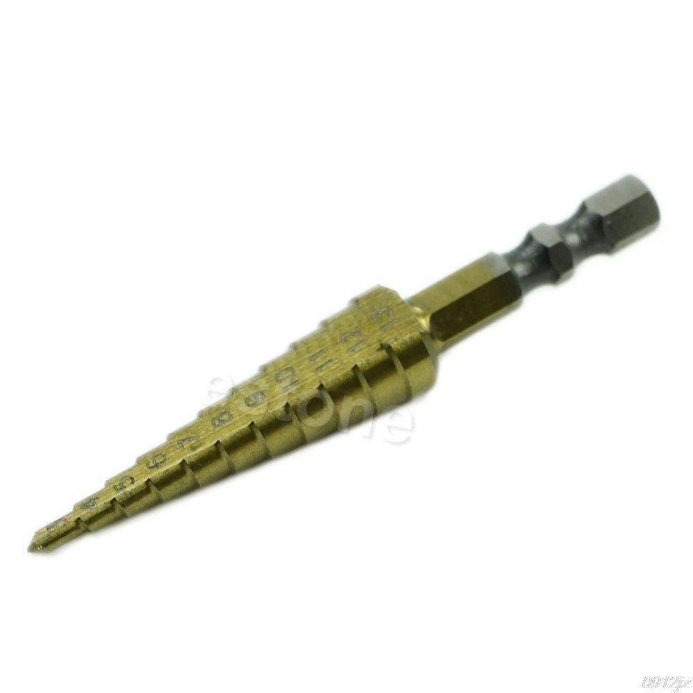 3-13 мм с титановым покрытием шаг дрель 1/" HSS шестигранный вал привода металла дрель с шестигранной ручкой