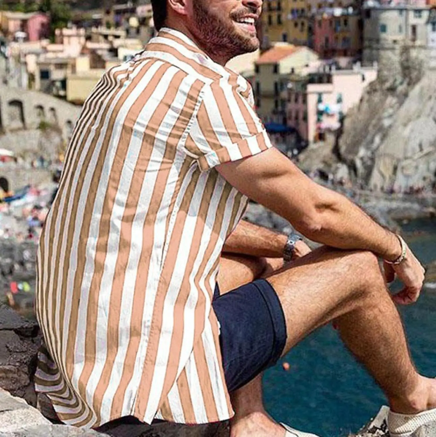 الرجال فضفاض الشاطئ قمصان هاواي قطاع طباعة قصيرة كم زر الرجعية قمم خمر الأحمر الذكور الصيف الأبيض أزياء الشارع الشهير