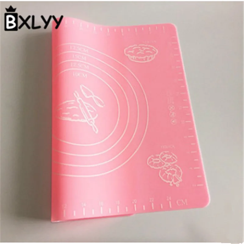 Bxlyy 29*26 см силиконовый коврик для выпечки Еда Класс Кухня весы миксер для теста Накладка аксессуары для выпечки силиконовая форма для выпечки тортов Декор Tools.7z - Цвет: Розовый