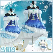 [Сток] Аниме Vocaloid V Hatsune Miku ICE SNOW Miku платье принцессы для косплея костюм для женщин Хэллоуин новинка