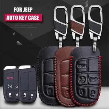 

For Jeep Cow leather car key pack cover / key case holder shell keychain accessories for JEEP Cherokee/ Grand Cherokee 2014
