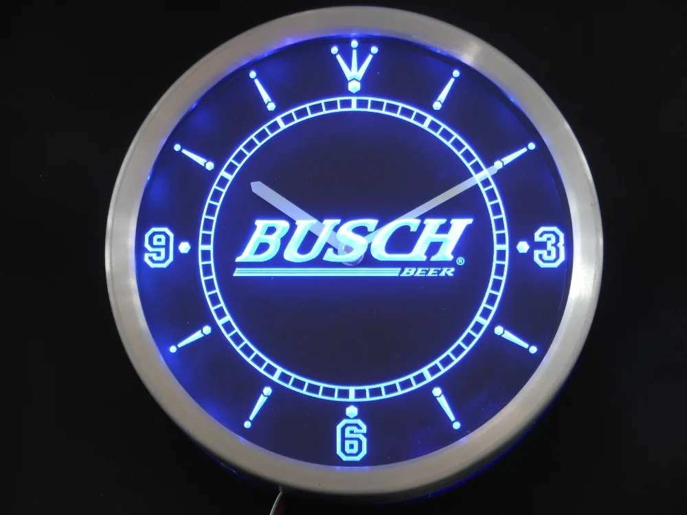 nc0482 Busch Bar Beer Neon Light Signs LED Wall Clockin Wall Clocks