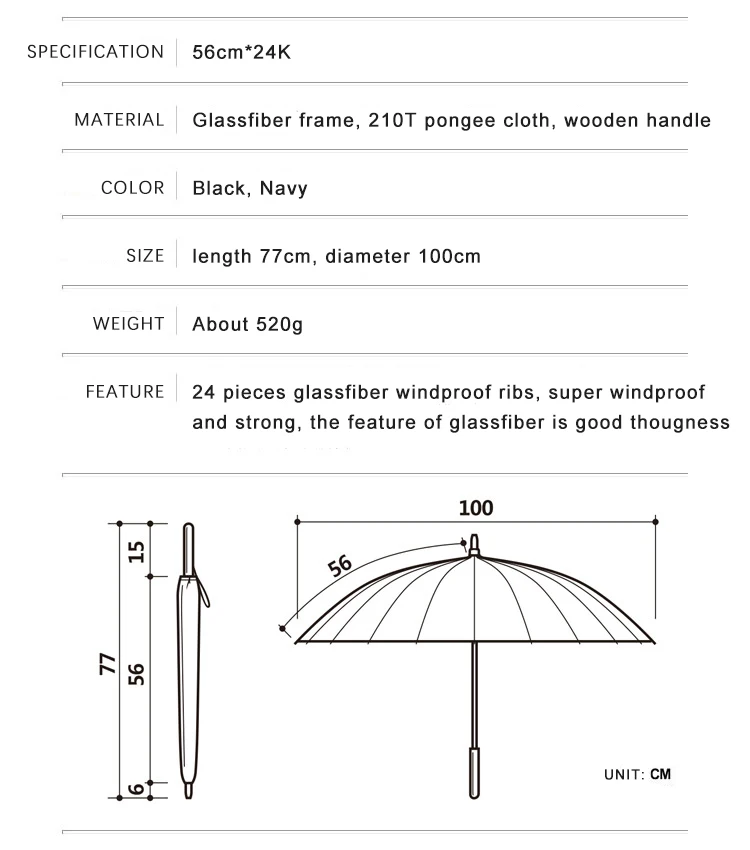 OLYCAT 24K прямой длинный зонтик, ветрозащитный, крепкий, с деревянной ручкой, Зонт от дождя, для женщин и мужчин, деловой бренд, стекловолокно, Paraguas