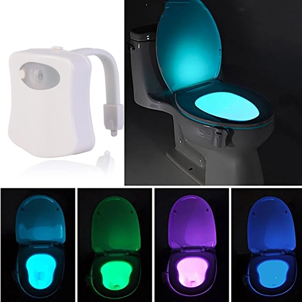 Smart Bathroom Toilet LED Nightlight PIR Body Motion Sensor Seat Light  Waterproof Bowl LED Night lights 8 Colors WC Toilet Light - AliExpress
