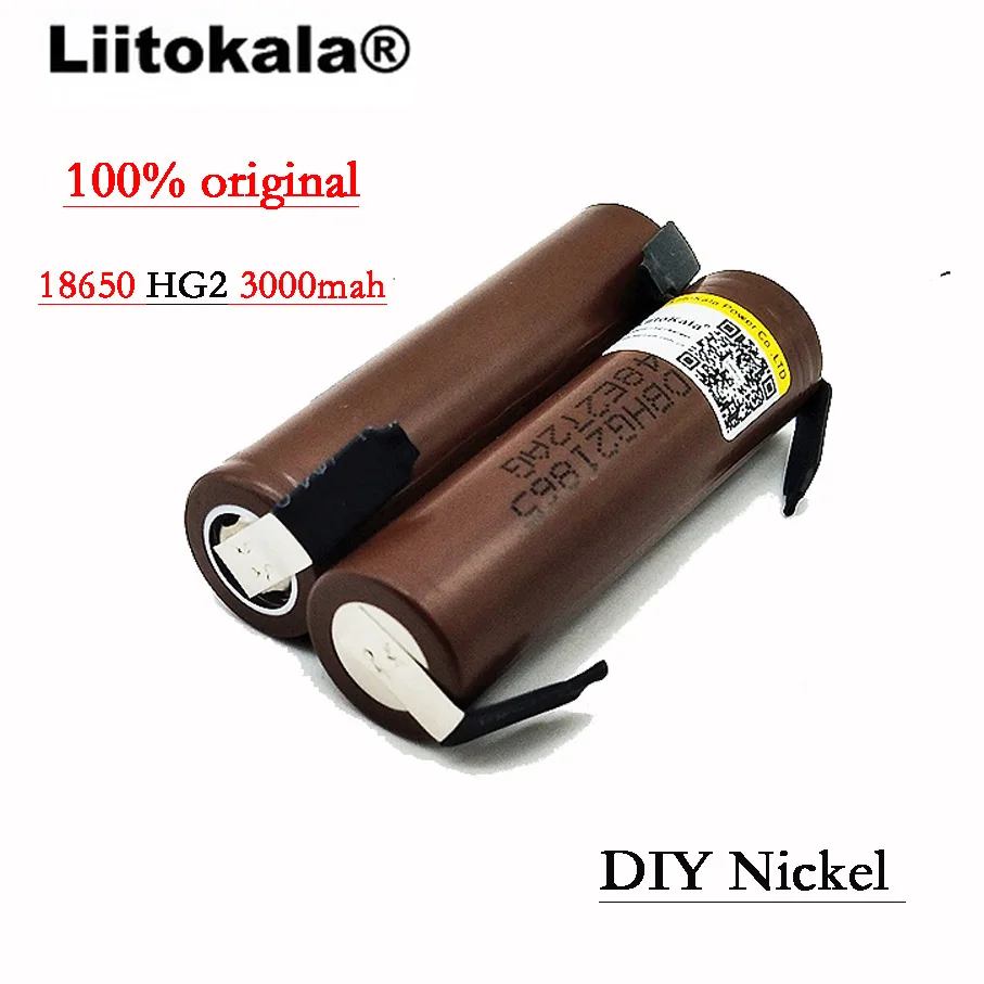 Liitokala 18650HG2 HG2 18650 3000 mAh аккумулятор 3,6 V скачать 20A, предназначенный для батарей+ DIY никель