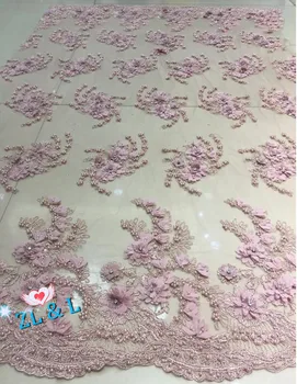 

High-end hand-embroidered lace beads bead tube embroidered rhinestones Africa Nigeria lace French tulle wedding dress skirt