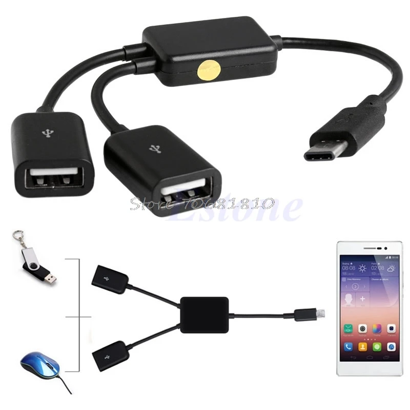

2in1 USB 3.1 Type C To Micro USB 2.0 Power Charging Host OTG Hub Cable Adapter Drop Shipping