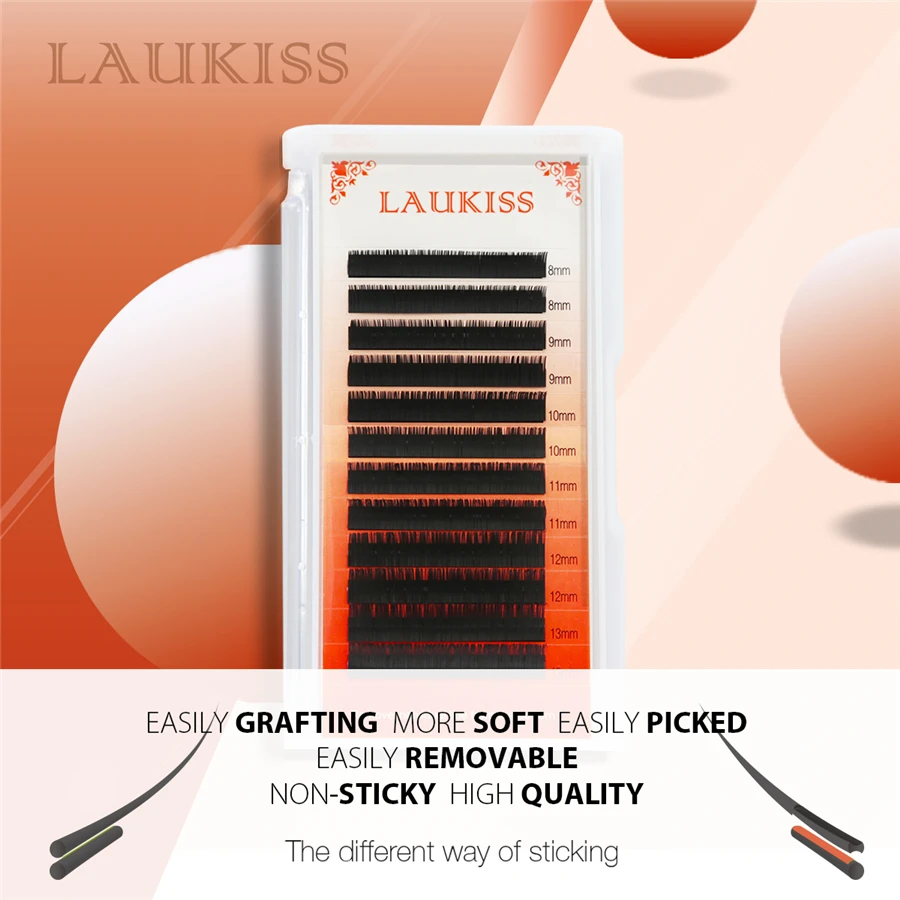 

False Eyelashes Extensions C/D Curl 1PC Individual Lashes Flat Fake Lashes Extension for Professionals Silk Eyelashes LAUKISS