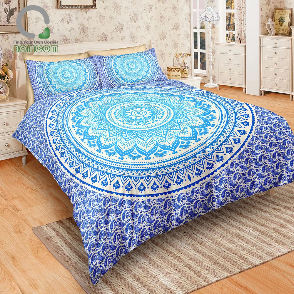 Bomcom 3d Digital Printing Bedding Set Organic Blue Ombre Mandala