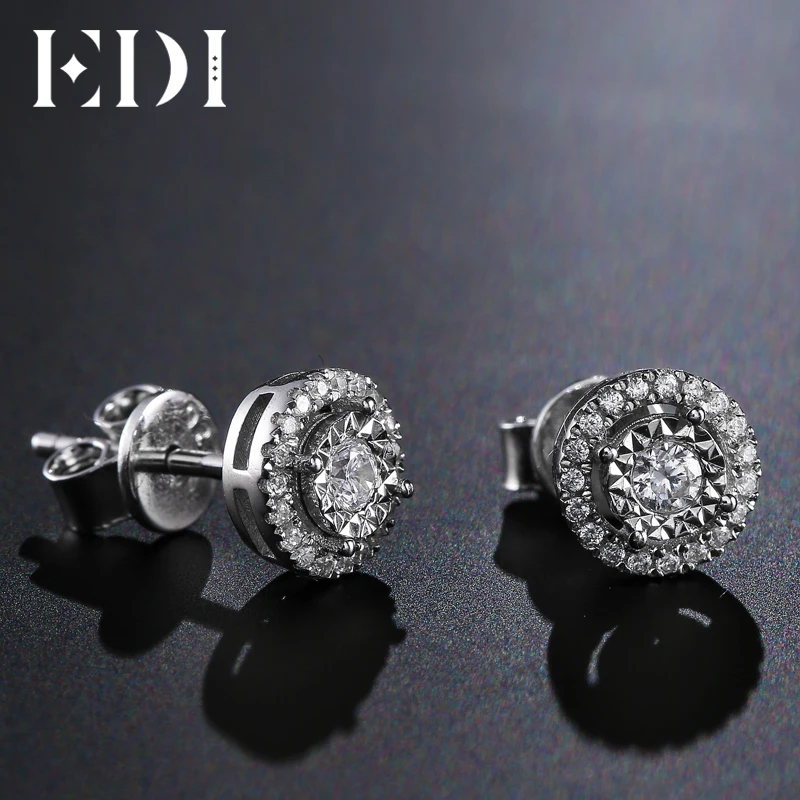 EDI Classic 0.28ttw Round Cut Natural Diamond Soild 14k White Gold Wedding Earrings For Women Fine Jewelry