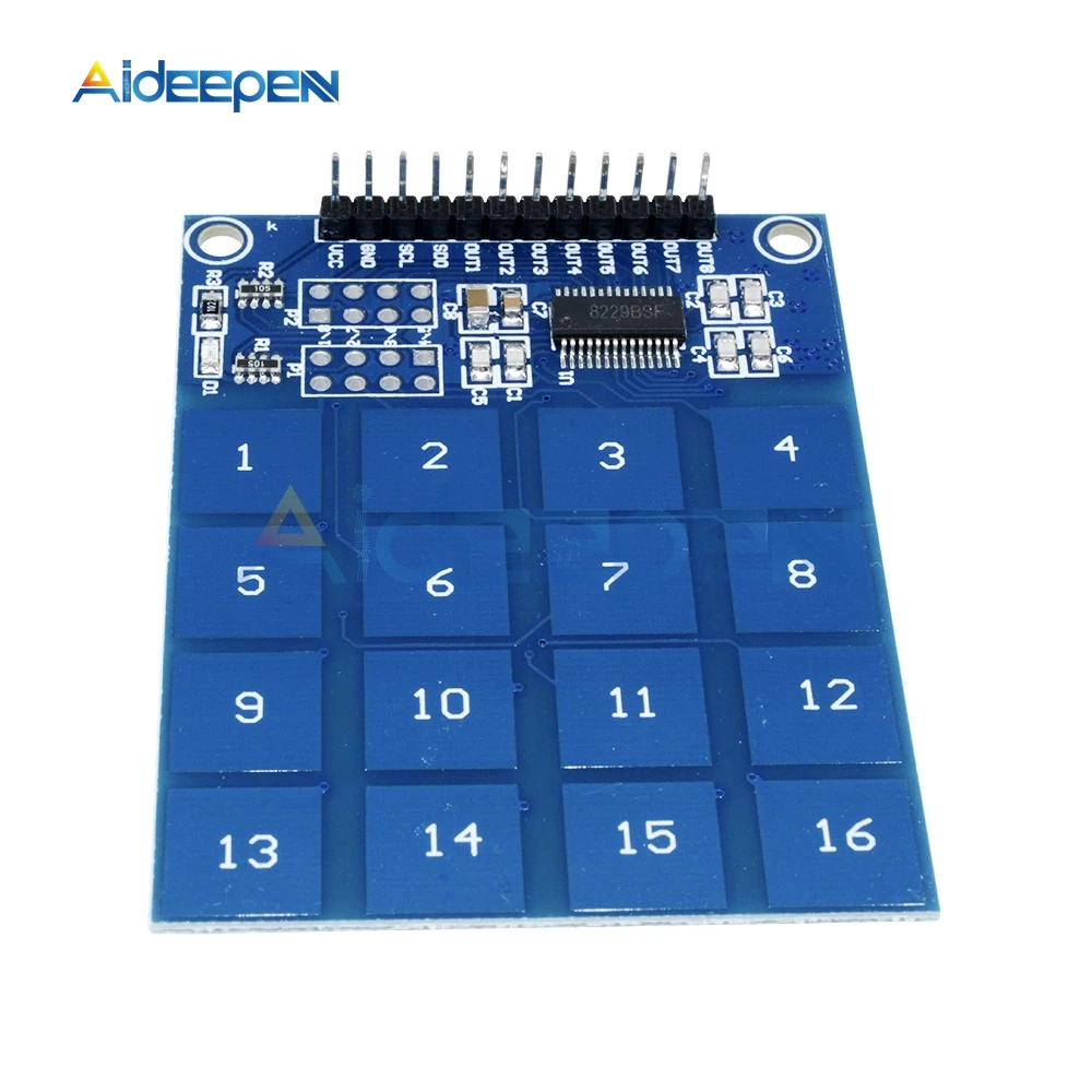 

16-Channel Keys TTP229 Capactive Touch Switch Digital Sensor IC Module Board Plate 49.3mm*64.5mm for Arduino 16-Channel