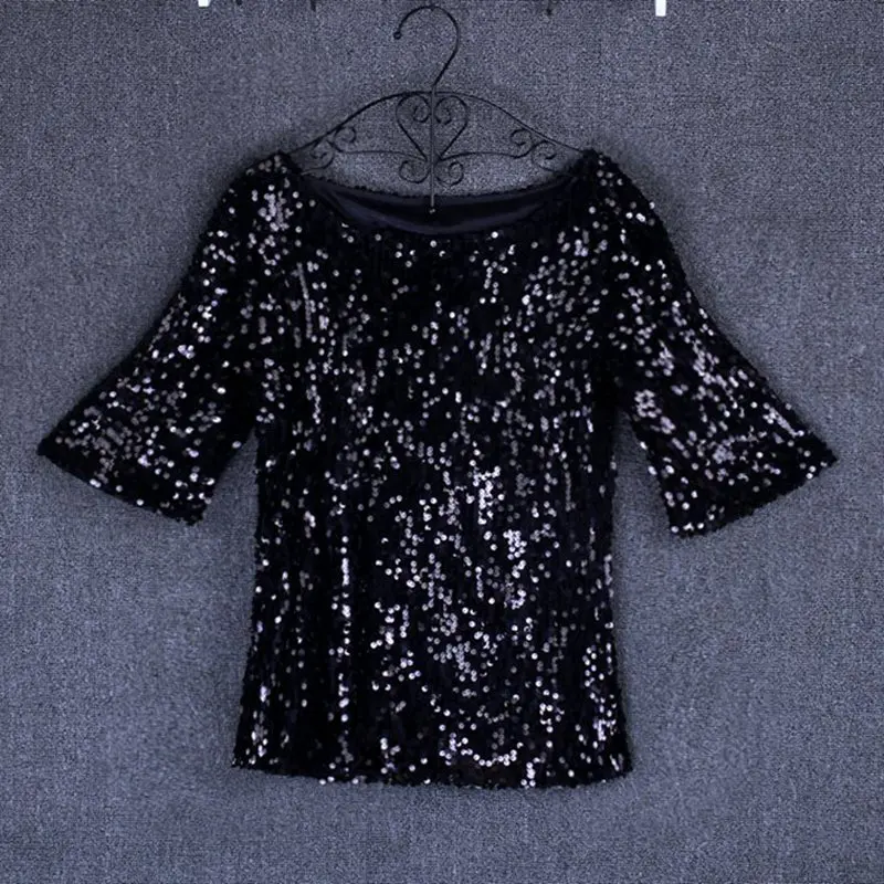 Блузка женская с блестками и вышивкой свободного покроя|blusas fashion|blusas plusplus size women