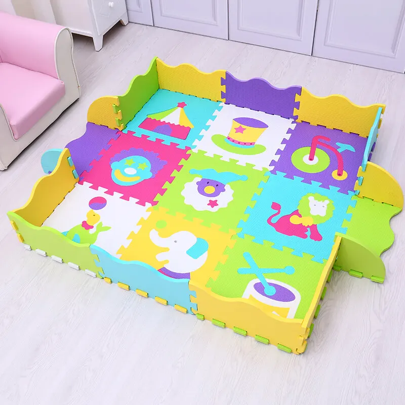 

animals numbers pattern EVA baby play mat 9pcs foam puzzle game cushion for kids gym baby activity crawling rug toys Mei Qi Cool