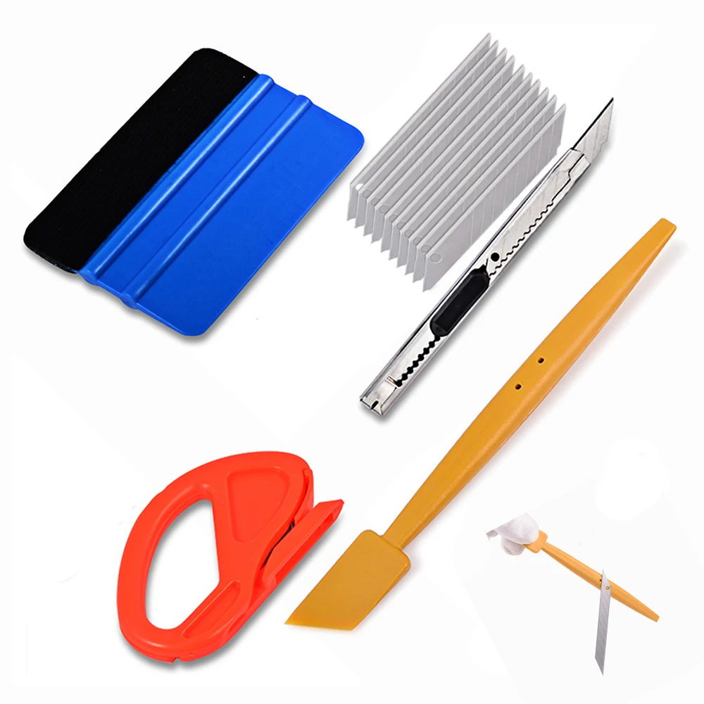 

EHDIS Carbon Fiber Vinyl Film Magnet Squeegee Set Car Wrapping Tools Foil Wrap Cutter Knife Auto Car Sticker decals Applicator