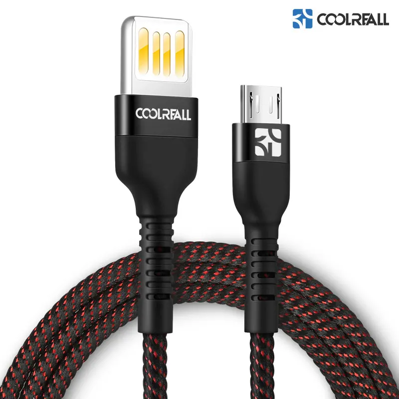 Coolreall Реверсивный USB микро кабель 2.4A телефон Быстрая зарядка микро USB зарядный кабель для samsung Xiaomi huawei планшет Android - Цвет: Черный